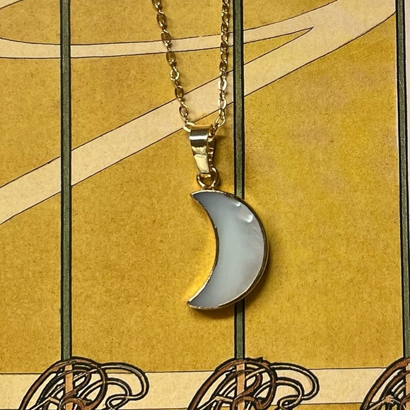 Mother of Pearl Crescent Moon Necklace - Picture 7 of 13